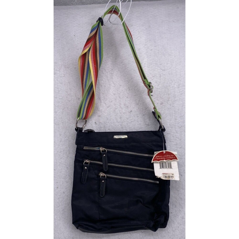 Franco Sarto Organization Over The Rainbow Black Crossbody Bag NWT Travel Retro - Picture 4 of 16